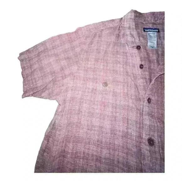 Patagonia Short Sleeve Mens Button Shirt Sz Medium Red Pattern Plaid Wood Casual - Picture 3 of 8
